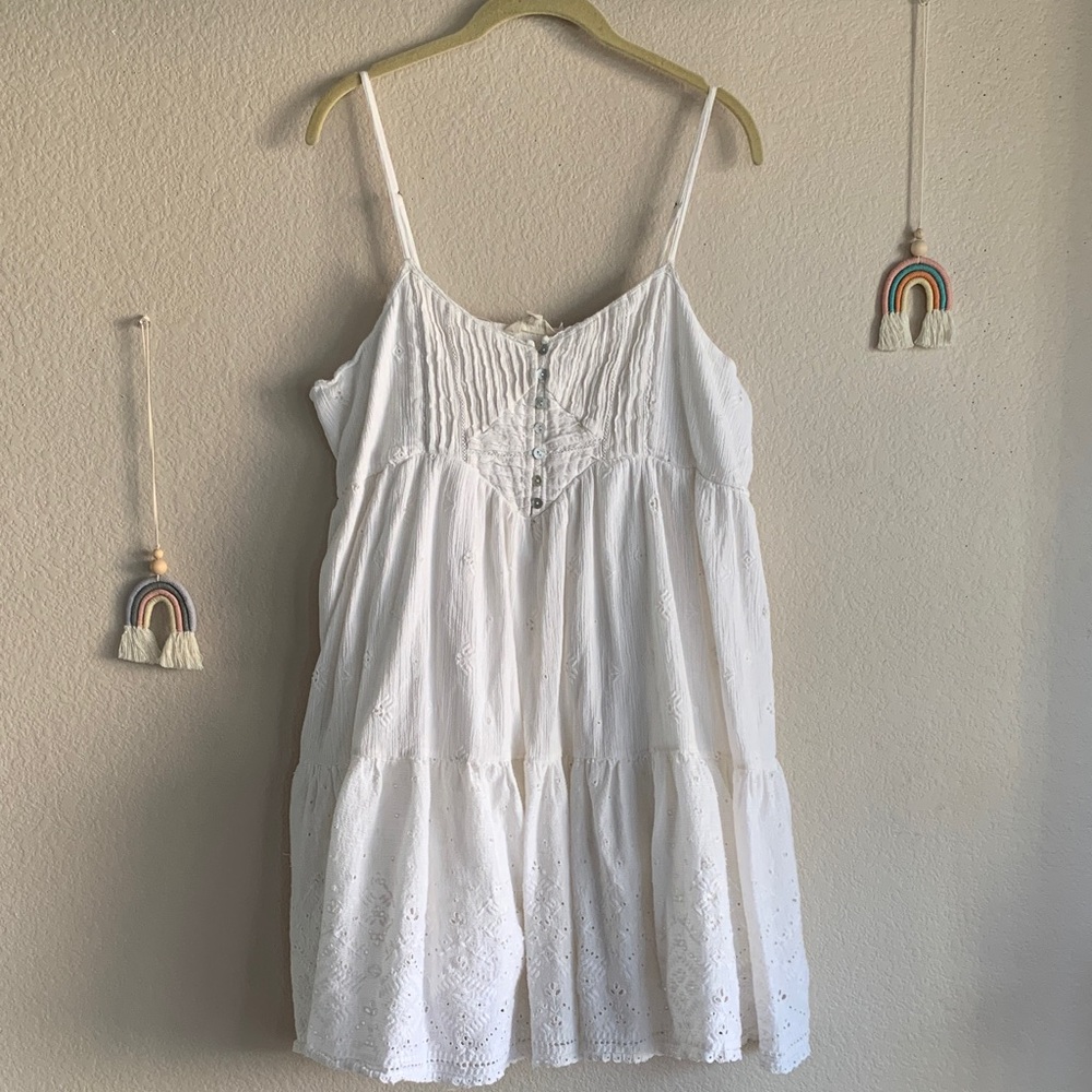 Lucky Brand Eyelet Lace White Cotton Tunic Dress XXL